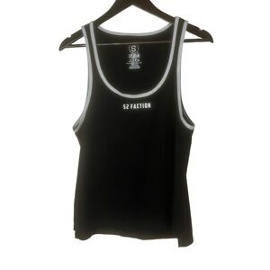 S2 Faction Men's Tank Top Black Gray Trim Size‎ Medium Cotton Blend Athletic Gym